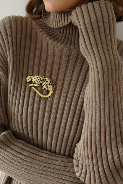 Vintage Gold Leopard Brooch