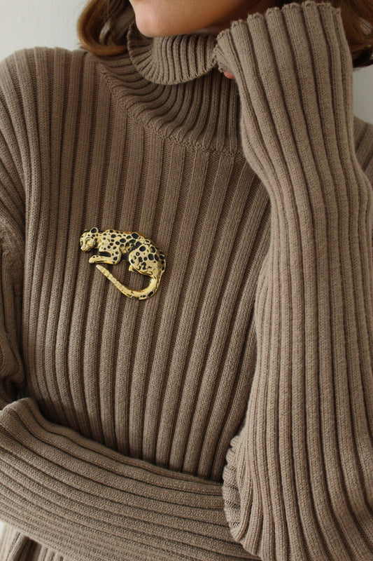 Vintage Gold Leopard Brooch