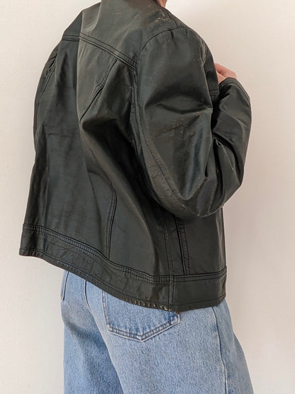 Vintage Evergreen Leather Snap Jacket
