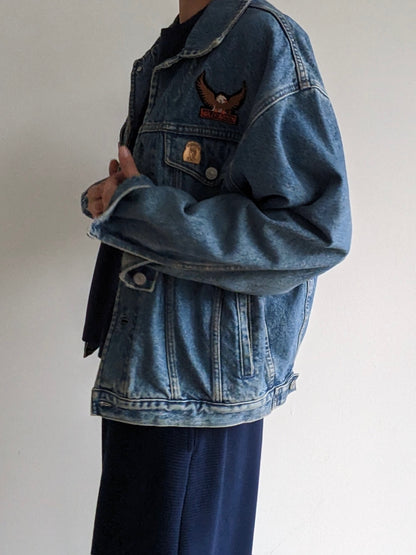 Vintage Harley Davidson Patched Denim Jacket