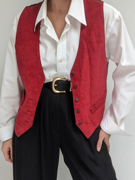 Vintage Cranberry Suede Vest