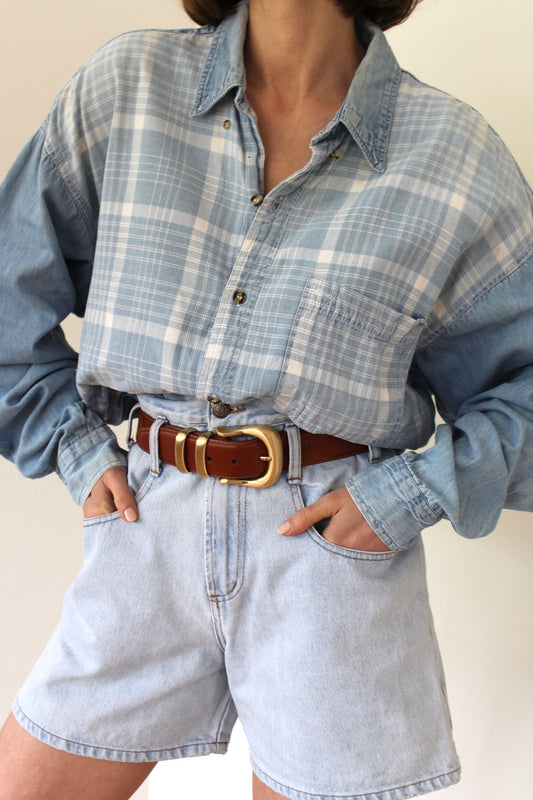 Vintage Plaid Denim Shirt