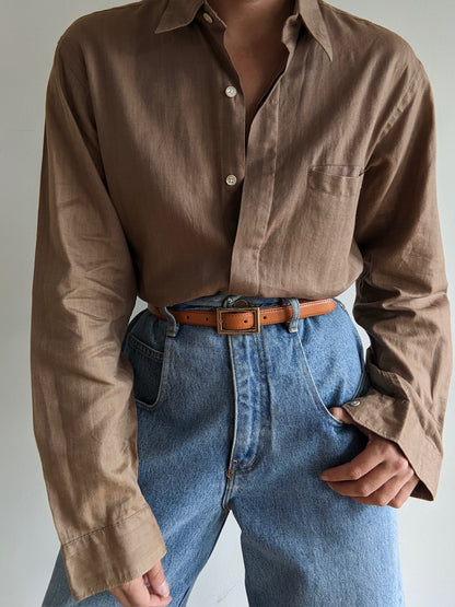 Vintage YSL Mocha Herringbone Shirt