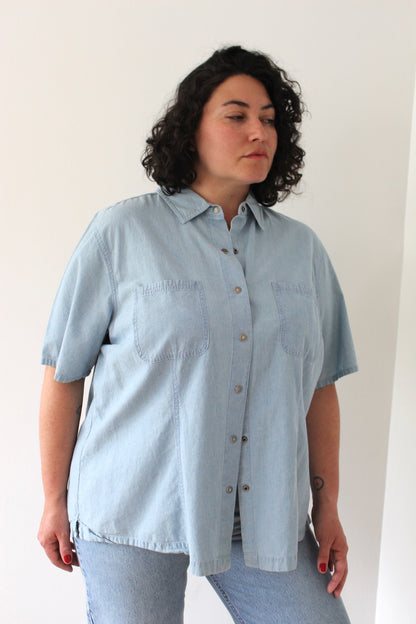 Vintage Chambray Snap Button Shirt