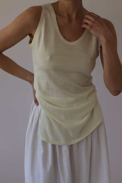 Vintage Cream Thin Wool Knit Tank