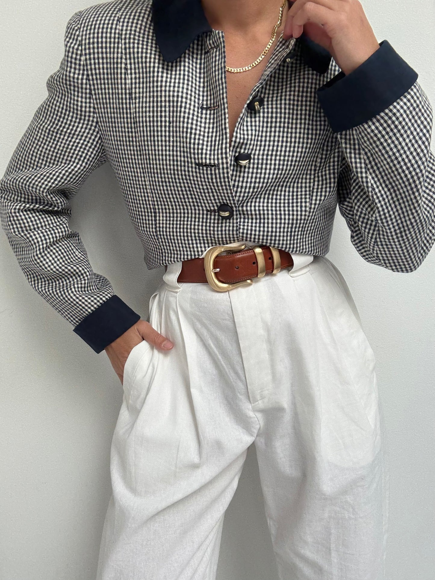 Vintage Gingham Linen Jacket