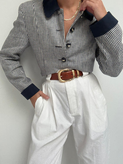 Vintage Gingham Linen Jacket