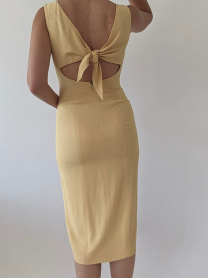 Vintage Apricot Back Tie Dress
