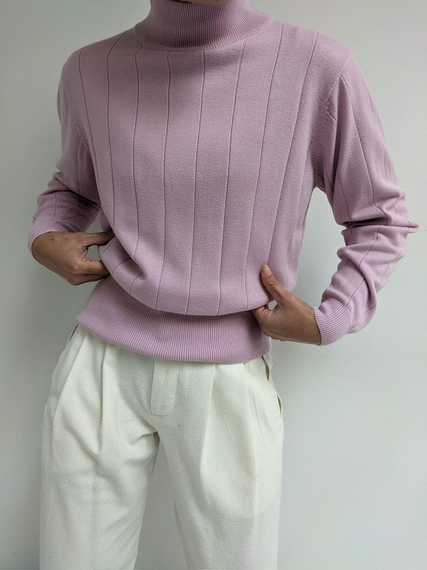 Vintage Lilac Cotton Mock Neck