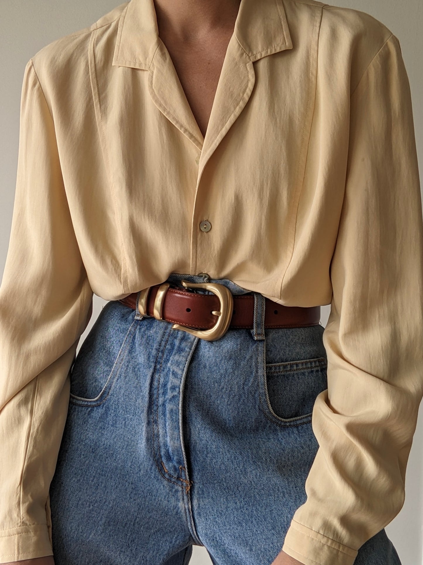 Vintage Sand Silk Blouse