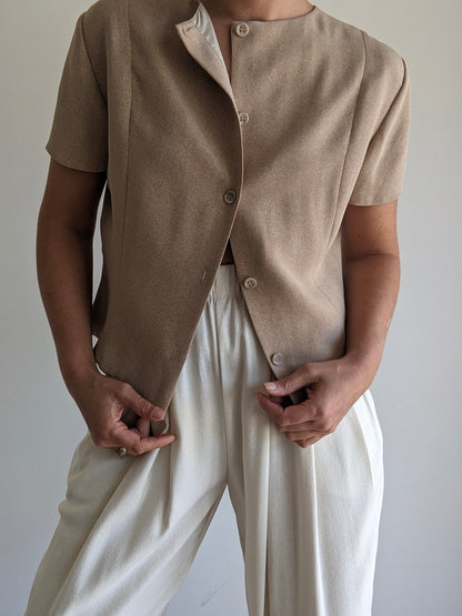 Vintage Herringbone Silk Blouse