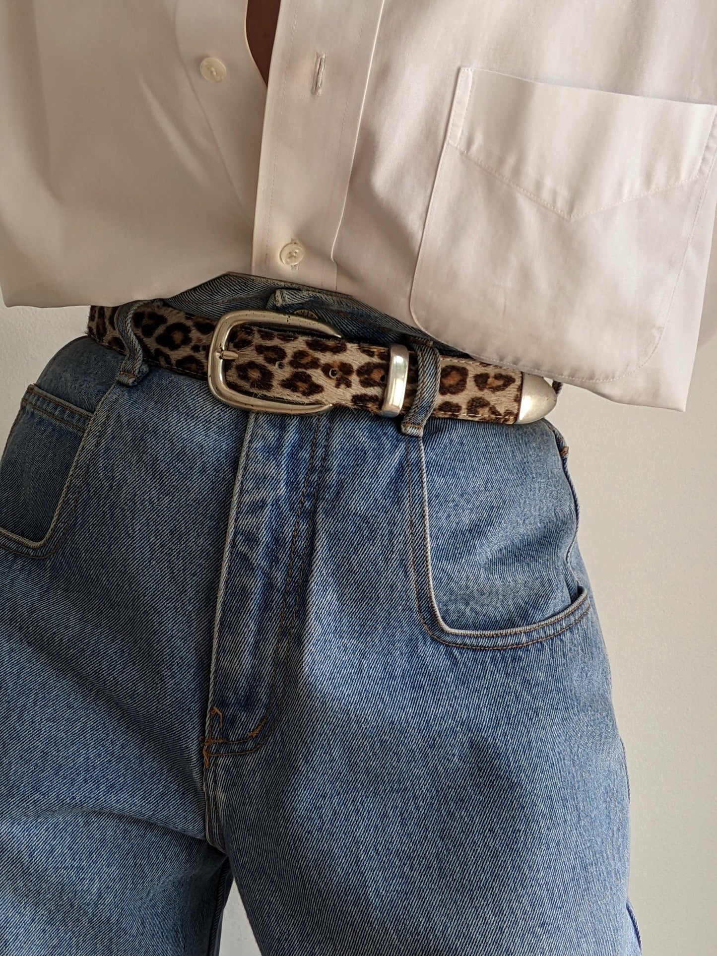 Vintage Printed Calf Hair Leather Belt