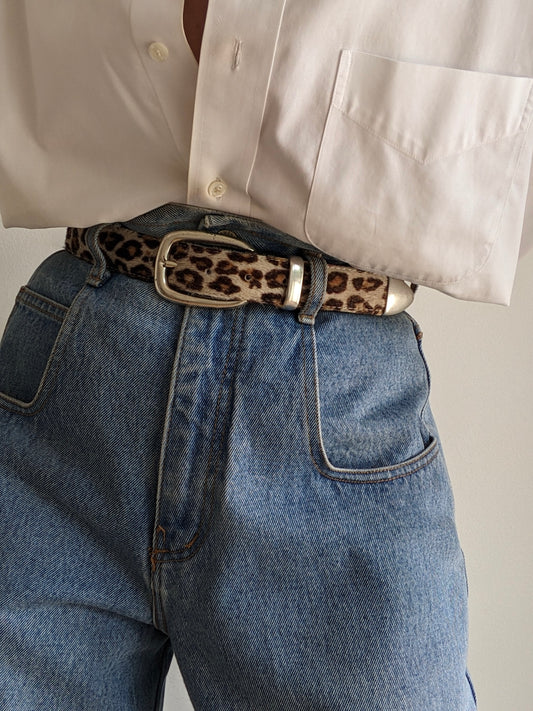 Vintage Printed Calf Hair Leather Belt