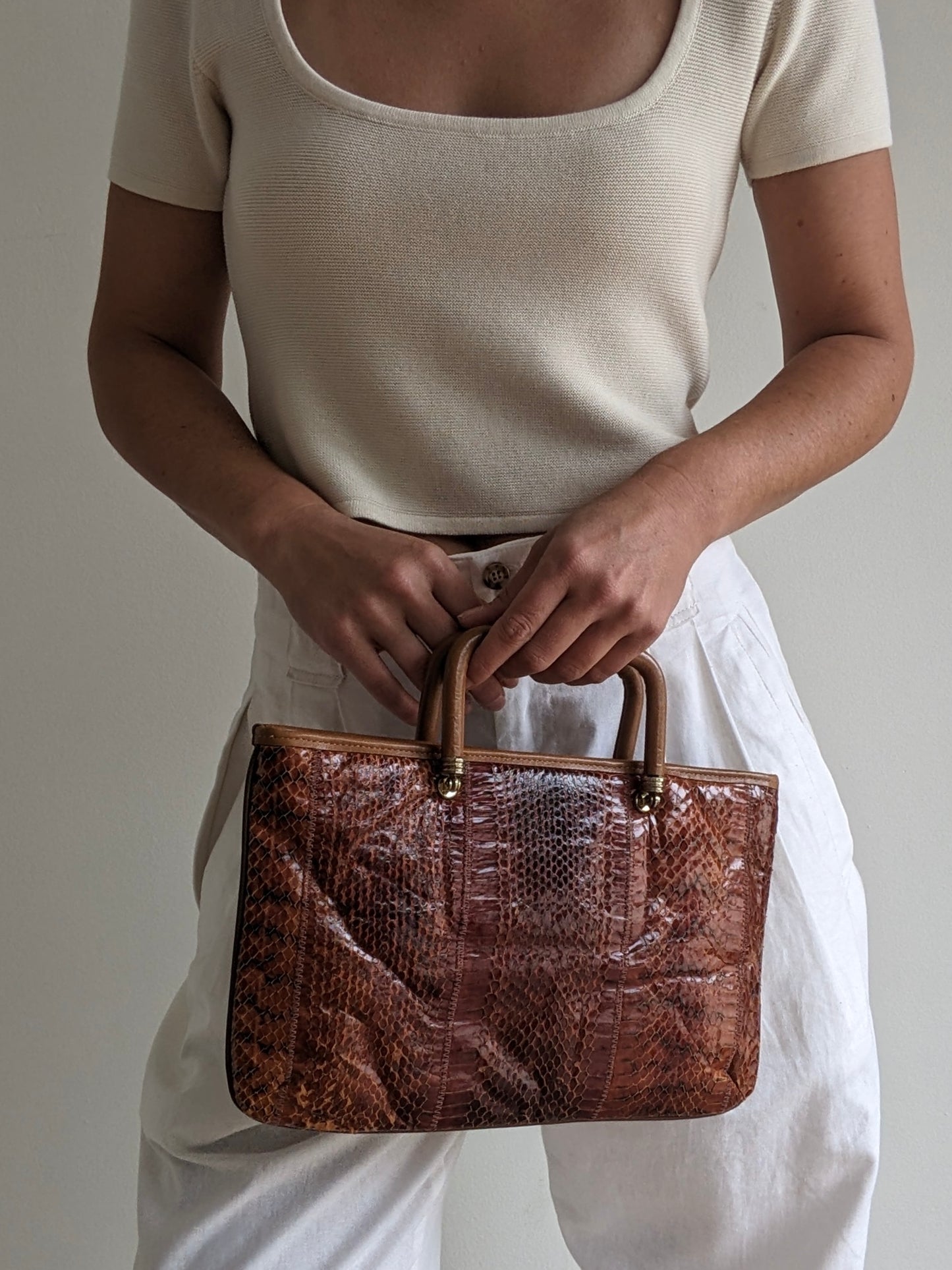 Amazing Vintage Snakeskin Chain Purse