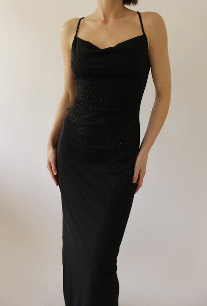 Vintage Beaded Floral Evening Dress
