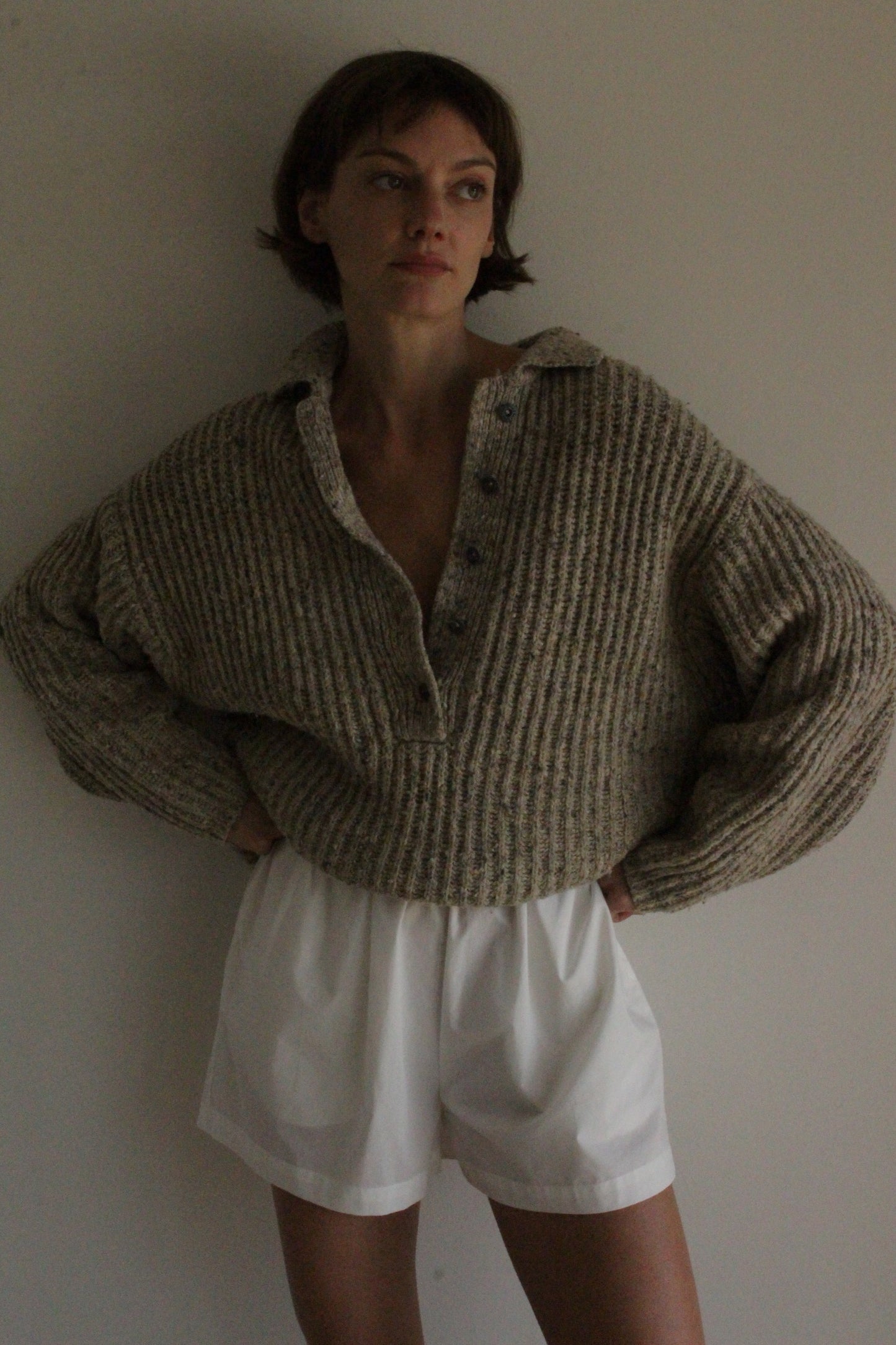Favorite Vintage Speckled Wool Henley