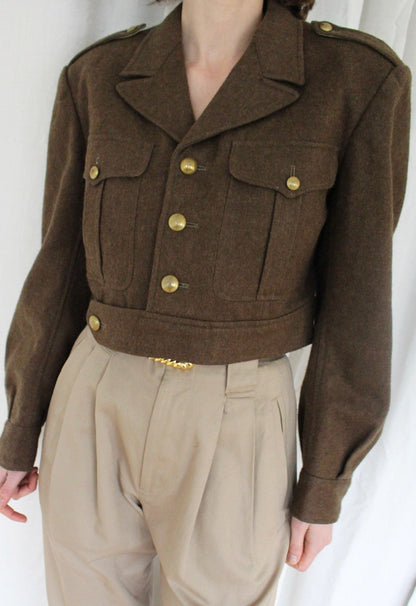 Amazing Vintage French Army Wool Crop Jacket