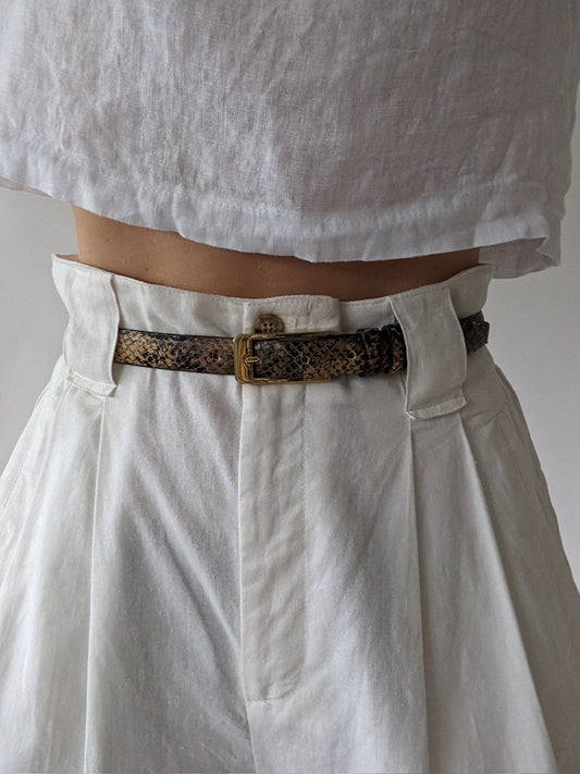 Vintage Italian Snake-Embossed Leather Belt