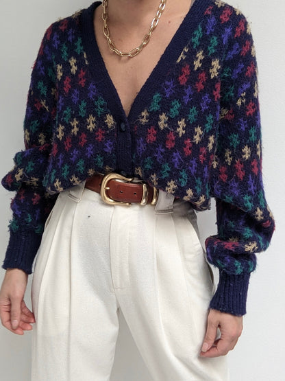 Vintage Patterned Knit Cardigan