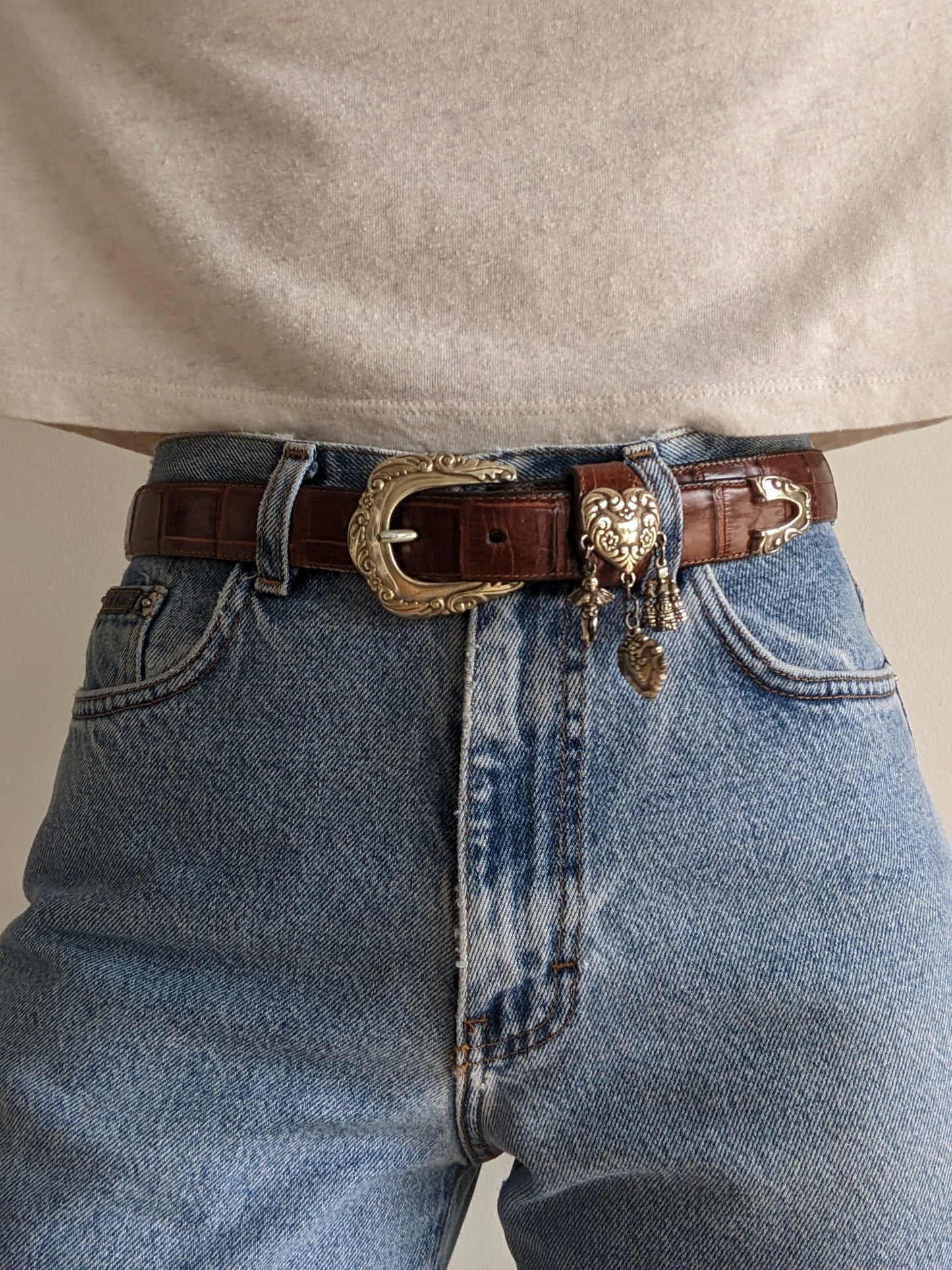 Favorite Vintage Embossed Leather & Hanging Charm Belt