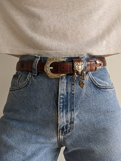 Favorite Vintage Embossed Leather & Hanging Charm Belt
