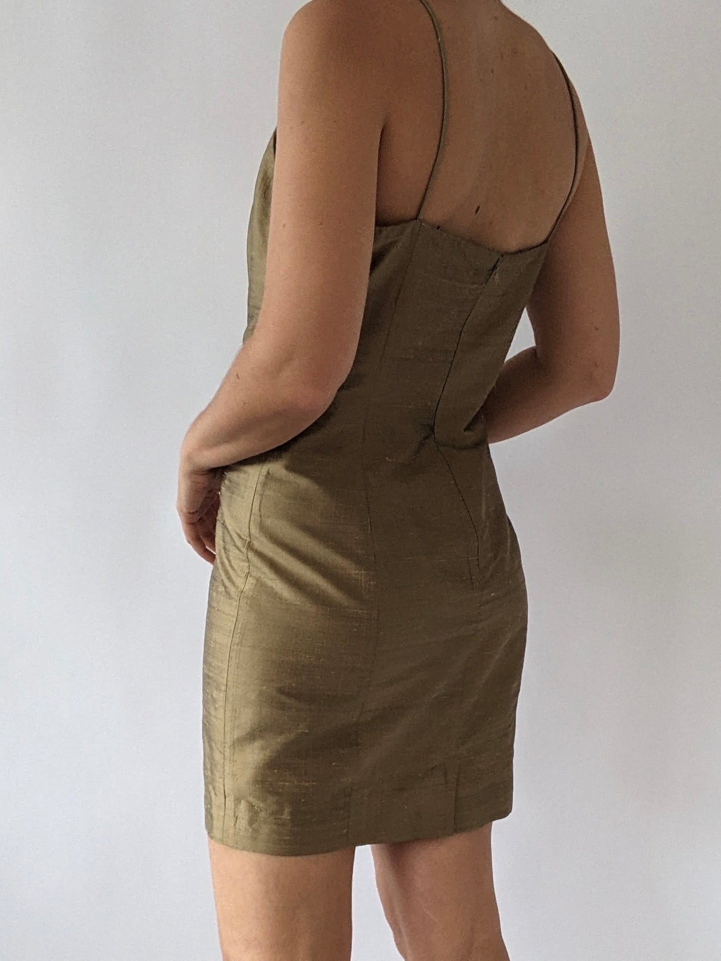 Vintage Bronze Brushed Silk Slip Dress