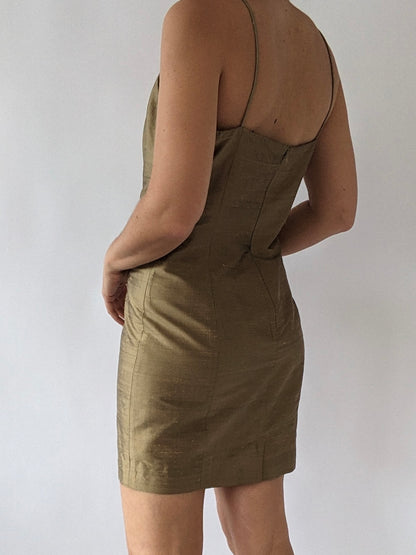 Vintage Bronze Brushed Silk Slip Dress