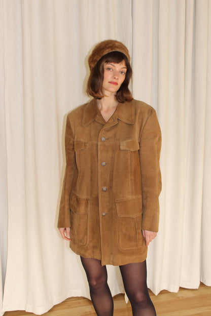 Vintage Russet Suede Chore Coat