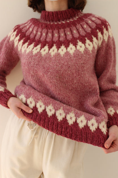 Amazing Vintage Hand Knit Fair Isle Wool Sweater