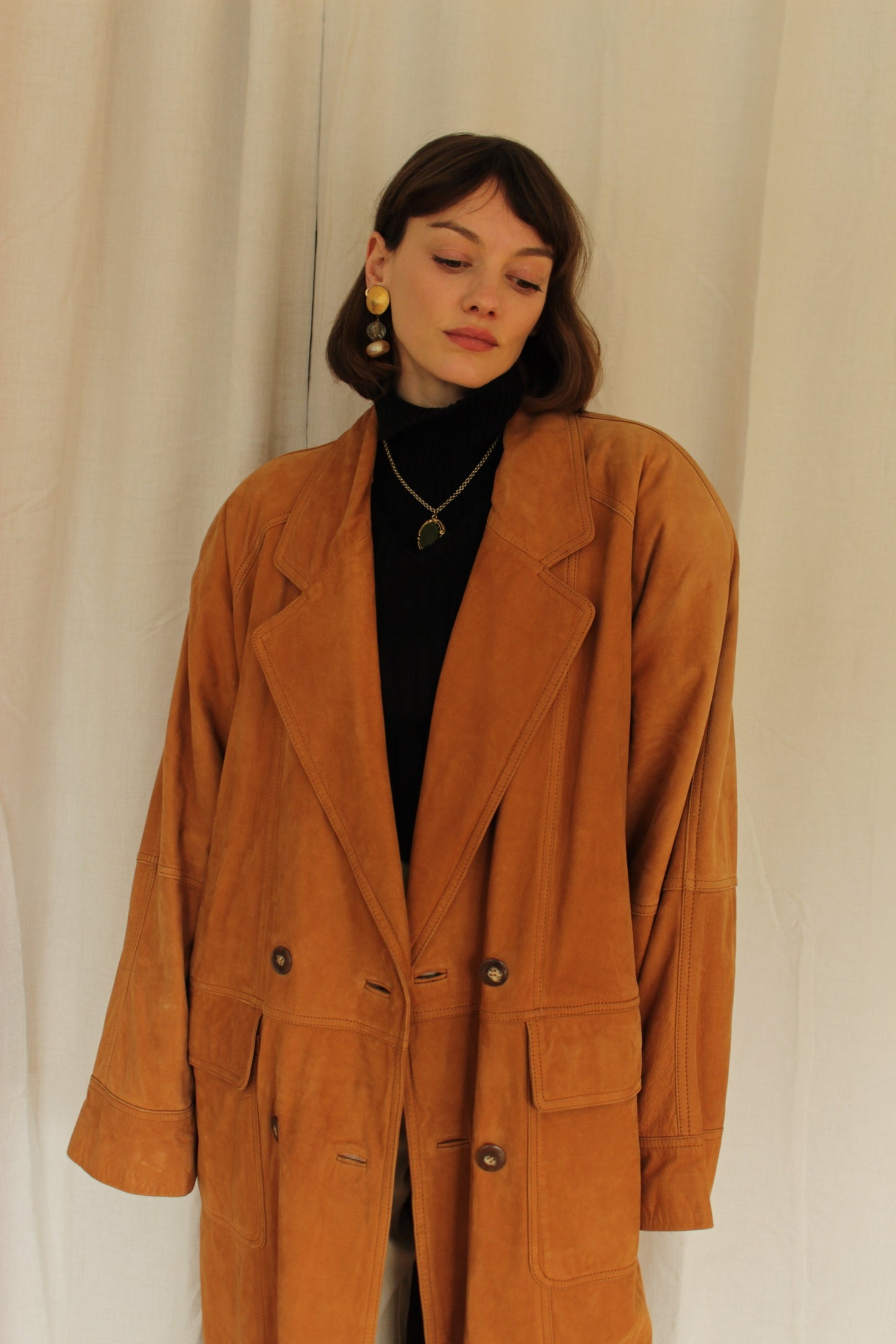Vintage Clay Sueded Leather Coat