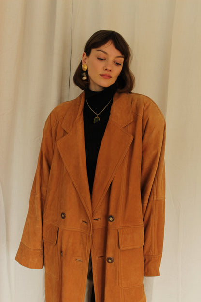 Vintage Clay Sueded Leather Coat