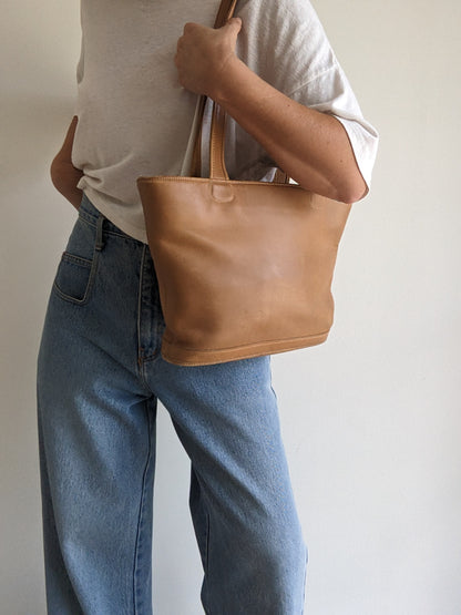 Vintage Coach British Tan Leather Tote
