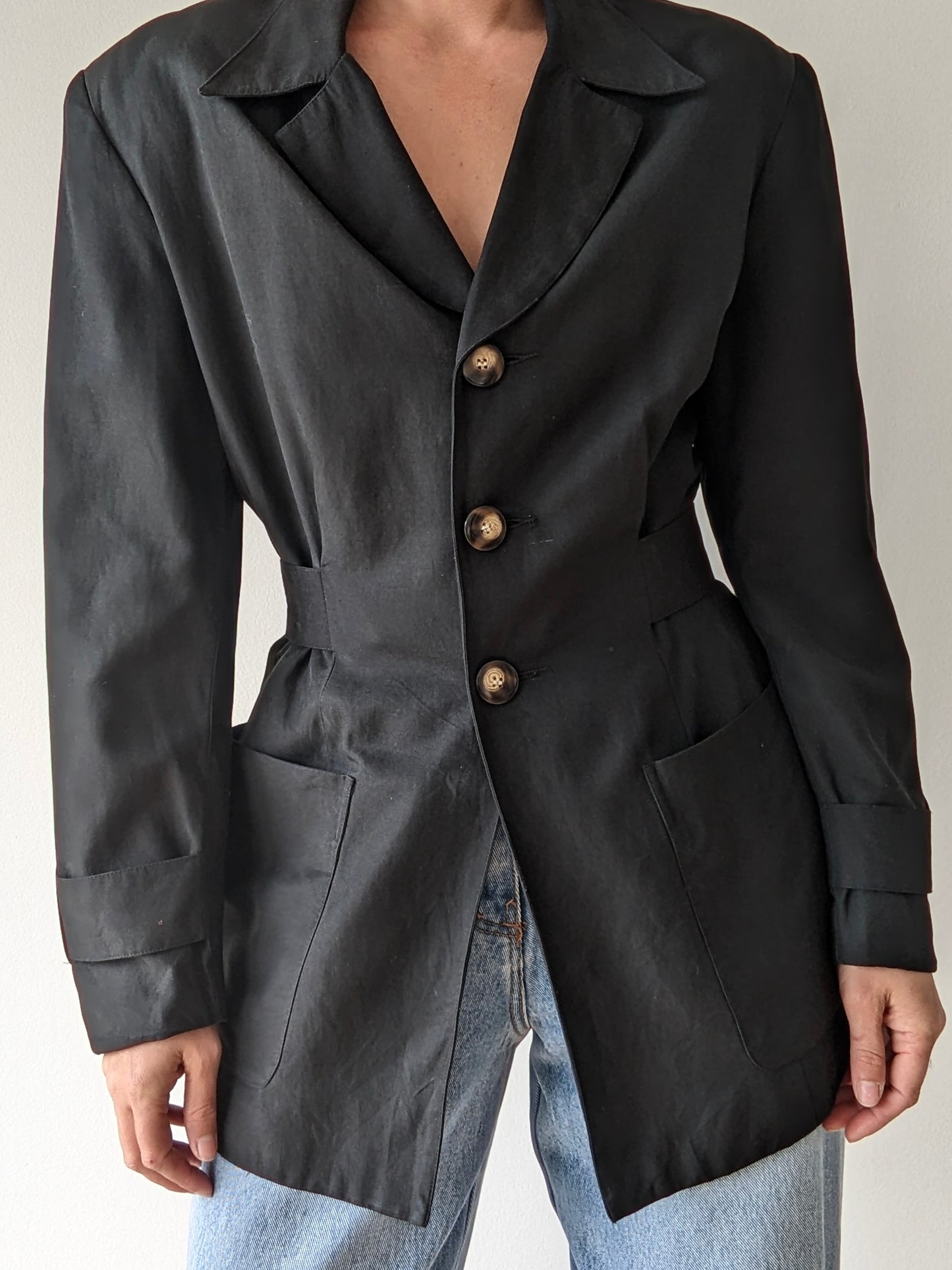 Vintage Ink Black Silk Jacket