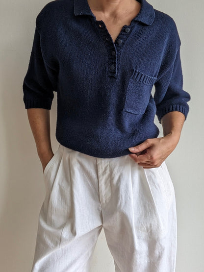 Vintage Navy Pocket Henley