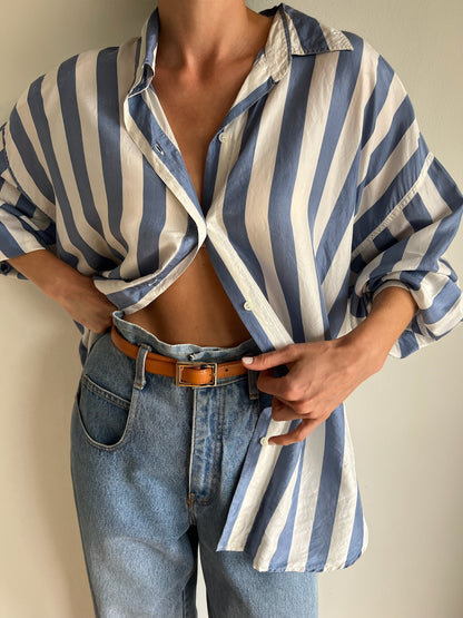 Vintage Sky Striped Silk Button Down