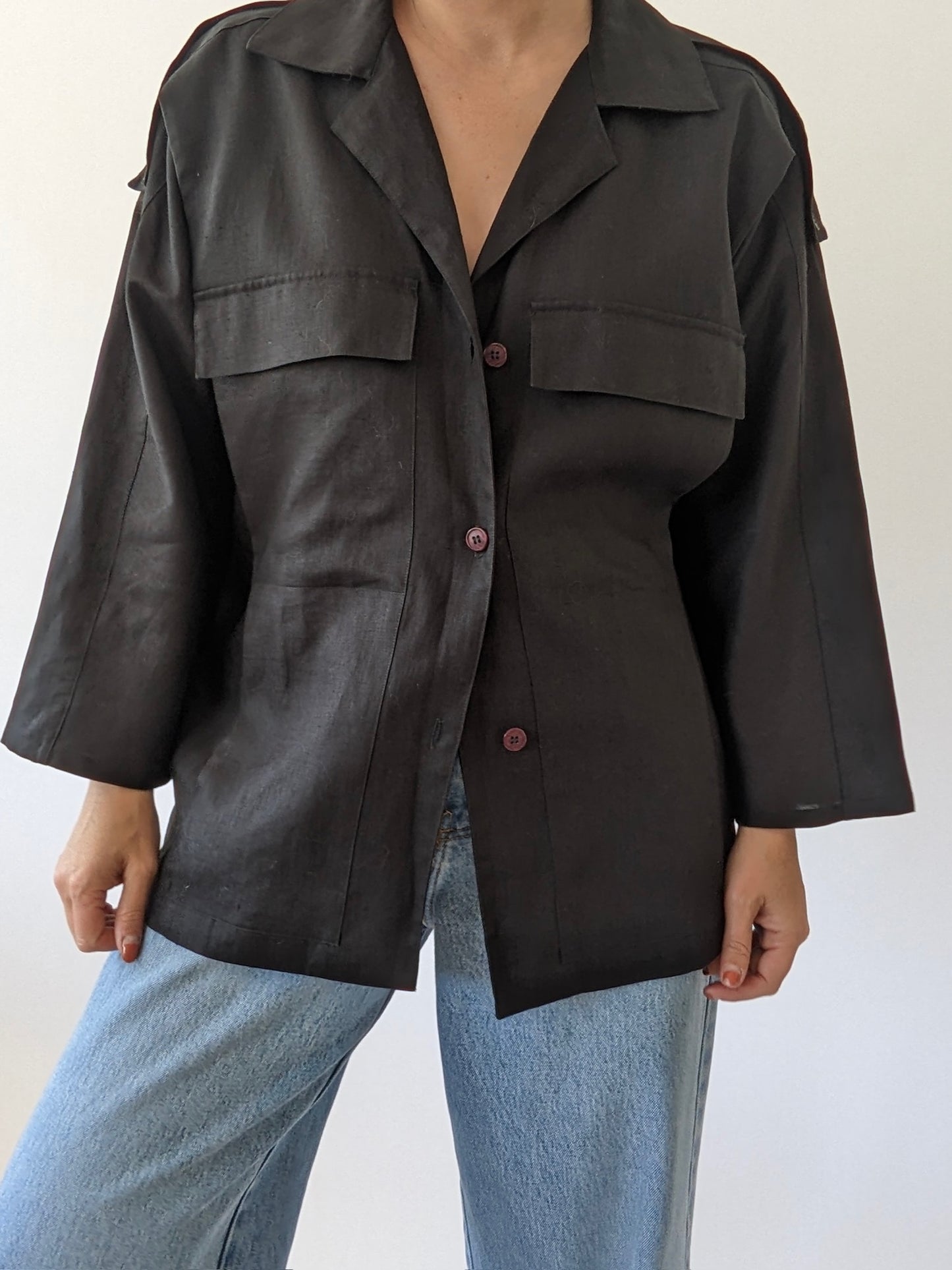 Vintage Onyx Linen Dolman Jacket