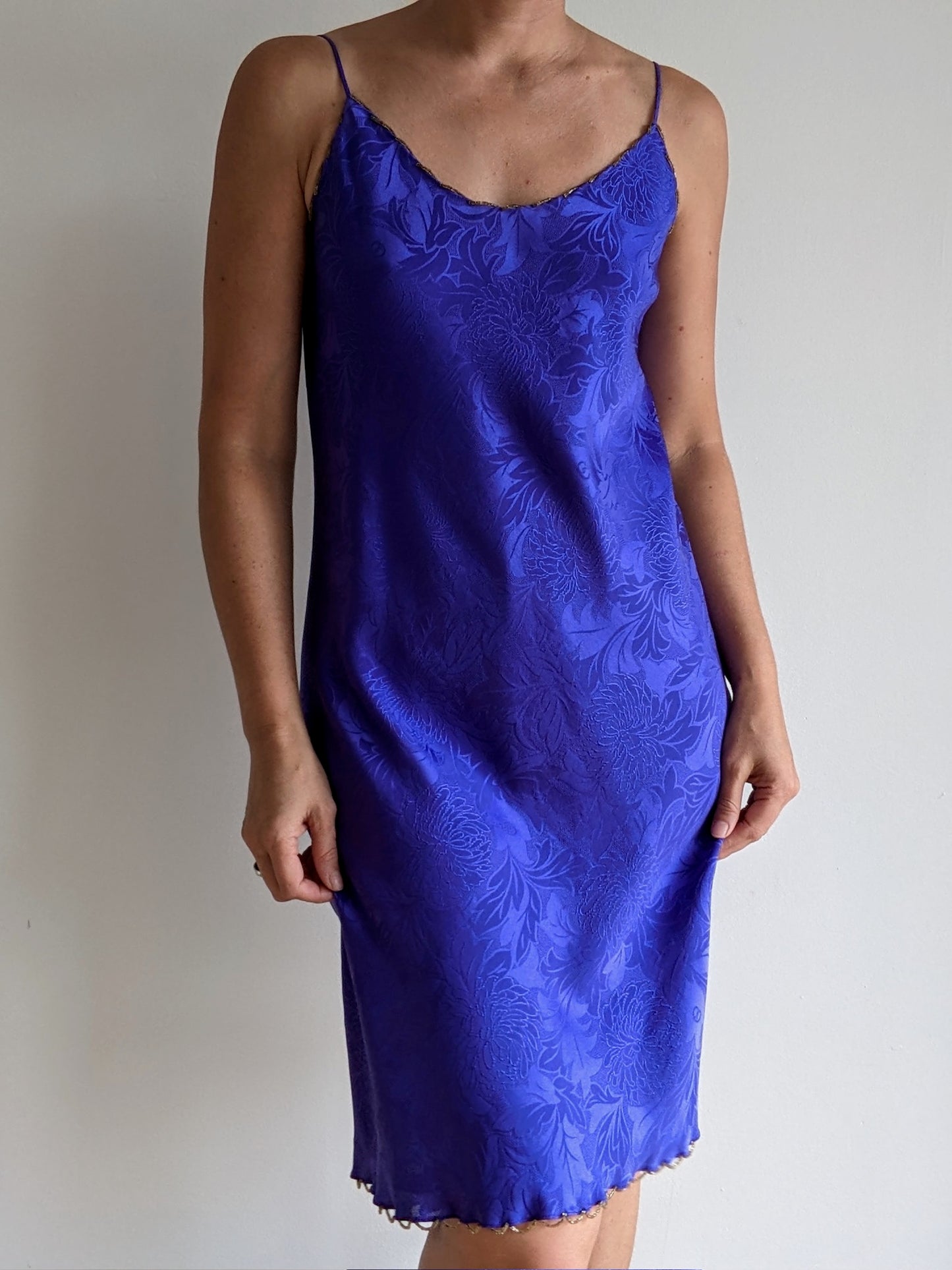 Rare Vintage Carol Peretz Floral Silk Slip Dress