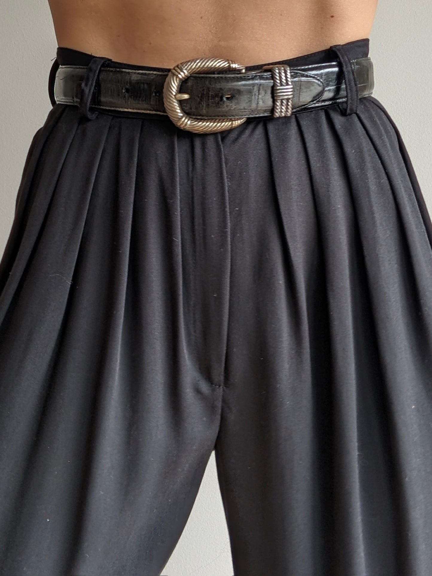 Vintage Ink Black Croc-Embossed Leather Belt
