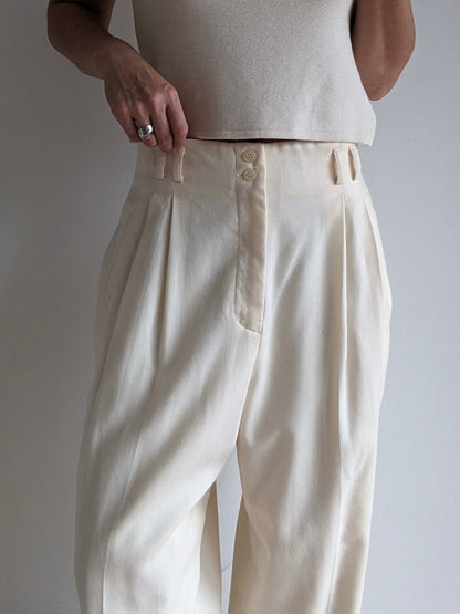 Beautiful Vintage Cream Wool Twill Trousers