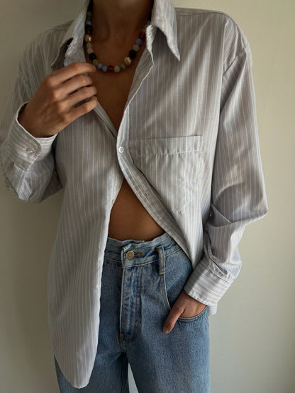Vintage Dove Grey Pinstriped Shirt