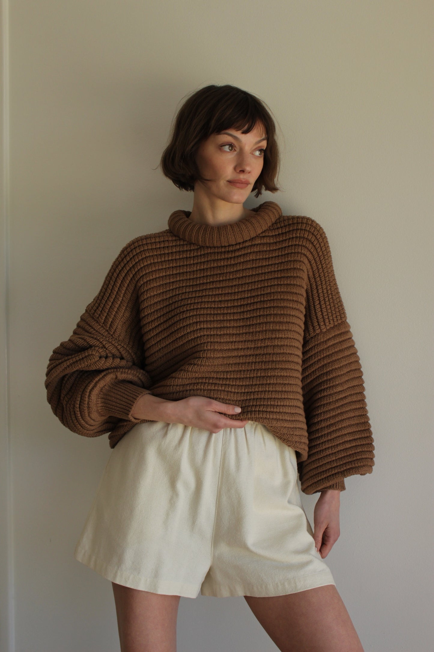 Romy Pima Cotton Balloon Sleeve Sweater
