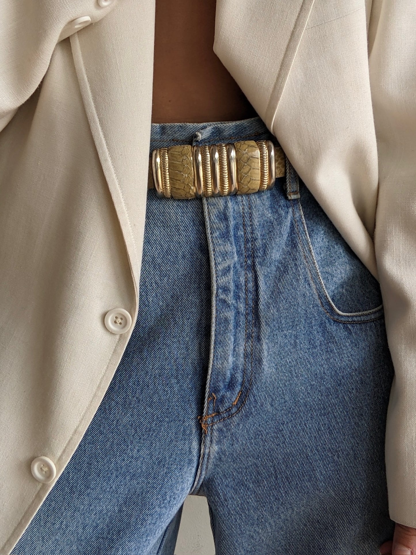 Statement Vintage Honey Snakeskin Belt