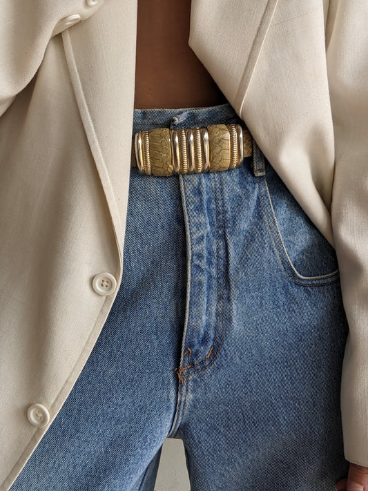 Statement Vintage Honey Snakeskin Belt