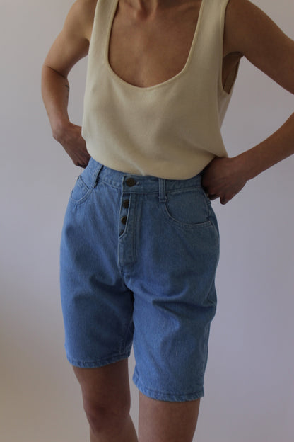 Vintage Button-Fly Blue Denim Shorts