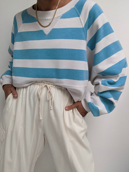 90s Forenza Aqua Striped Sweatshirt