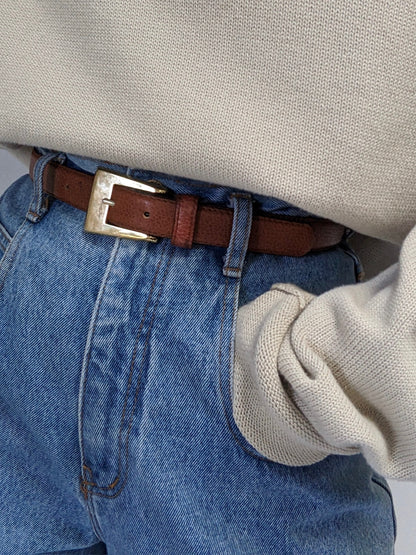 Vintage Cognac Pebbled Leather Belt