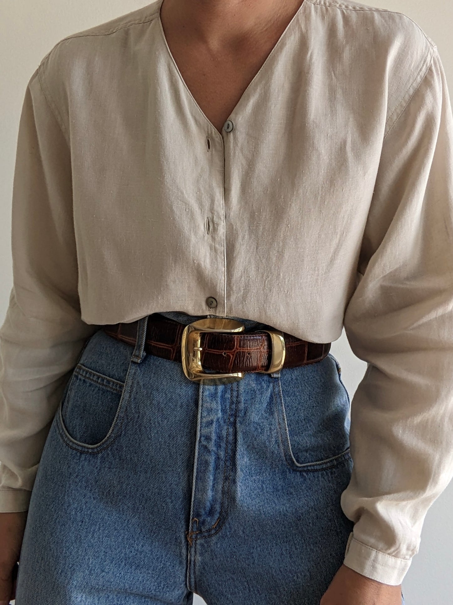 Vintage Ecru Linen Blouse