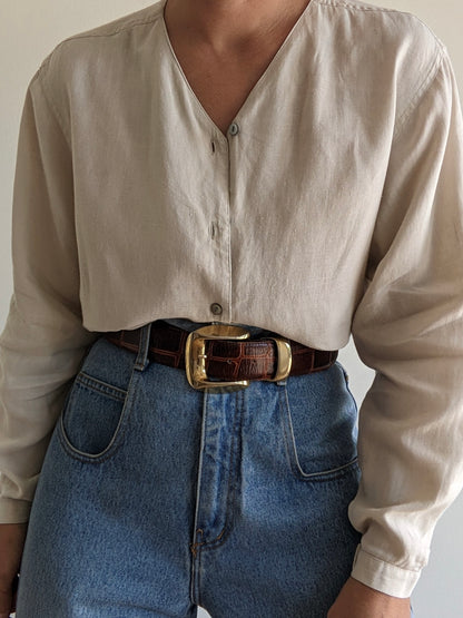 Vintage Ecru Linen Blouse