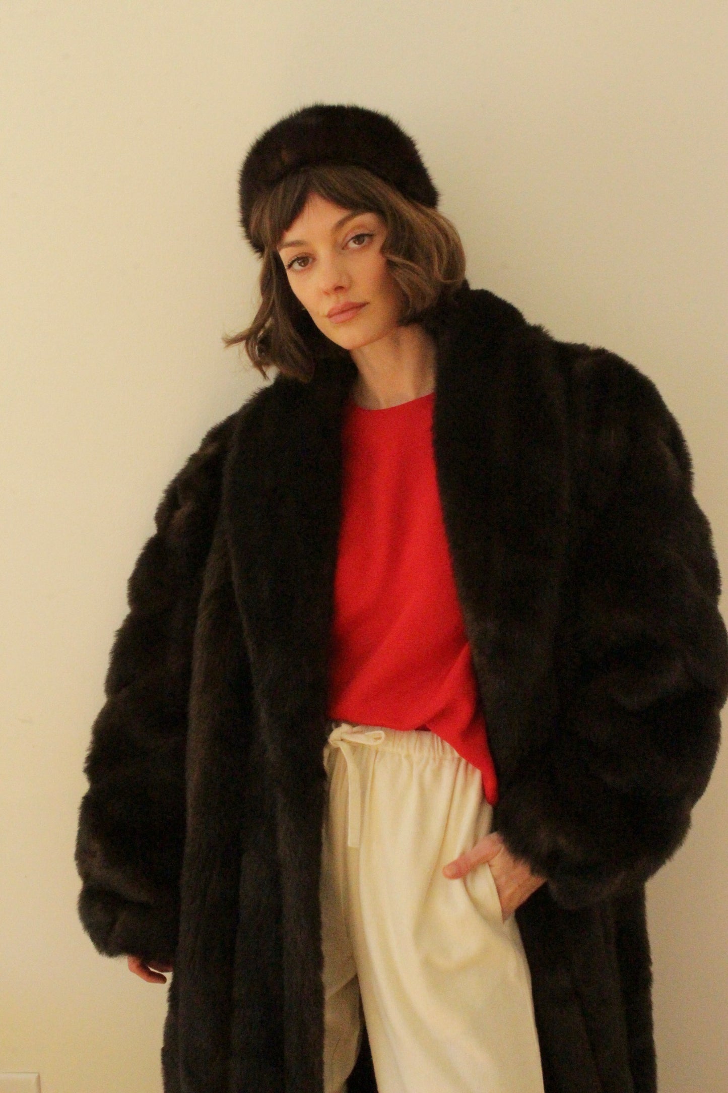 Amazing Vintage Espresso Fur Pillbox Hat