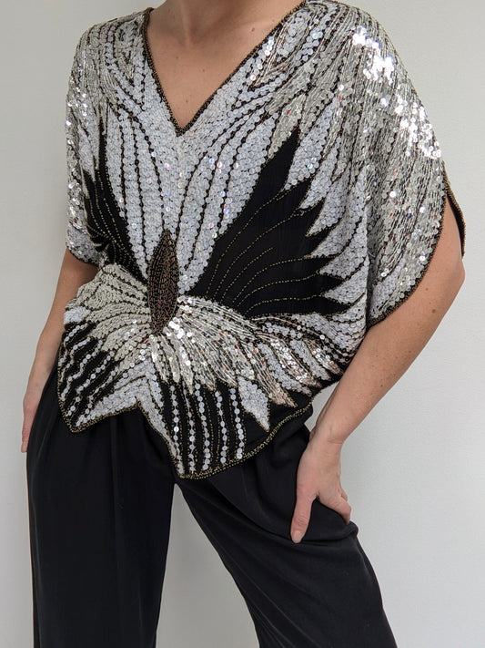 Vintage Embellished Silk Blouse